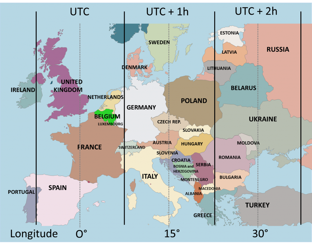 Map of Time Zones